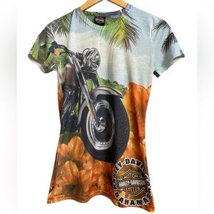 Harley Davidson Bahamas Small shirt, tropical and casual t-shirt, motorcycle
